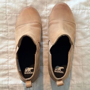 Sorel Beige Leather Slip-On Loafers